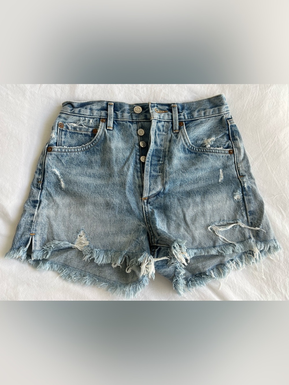 Agolde Light Blue Denim Shorts